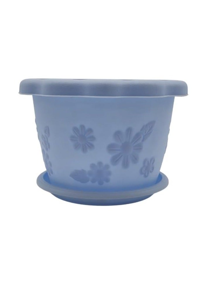 Generic FG ZAIN Round Plastic Planters for Indoor Outdoor Plants, Pack of 5, Color- Blue, Flower Pots with Drainage Holes – Lightweight Garden Containers for Herbs, Succulents  - Image 3