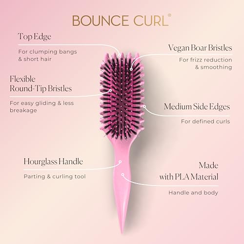Bounce Curl Define EdgeLift Brush, 5-in-1 Tool for Effortlessly Defined Curls, Waves & Coils, Reduces Frizz - Pink - Image 2