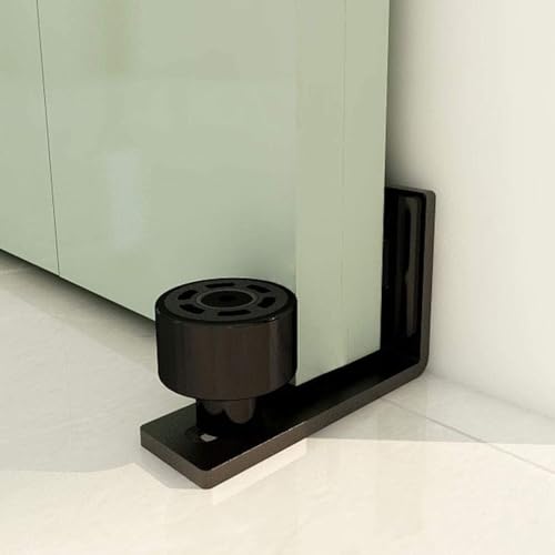 TSMST Sliding Barn Door Floor Guide Adjustable Wall Mount Flush Flat Bottom Door Guides 1Pack Black - Image 1