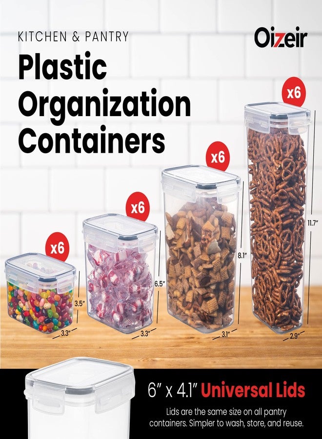 Oizeir Airtight Food Storage Containers Set - 24 Pcs Air Tight Pantry Storage Containers with Lids - Pasta Flour Sugar Cereal Containers - Storage Containers for Food - 4 Sizes - Kitchen Storage Containers - Image 2