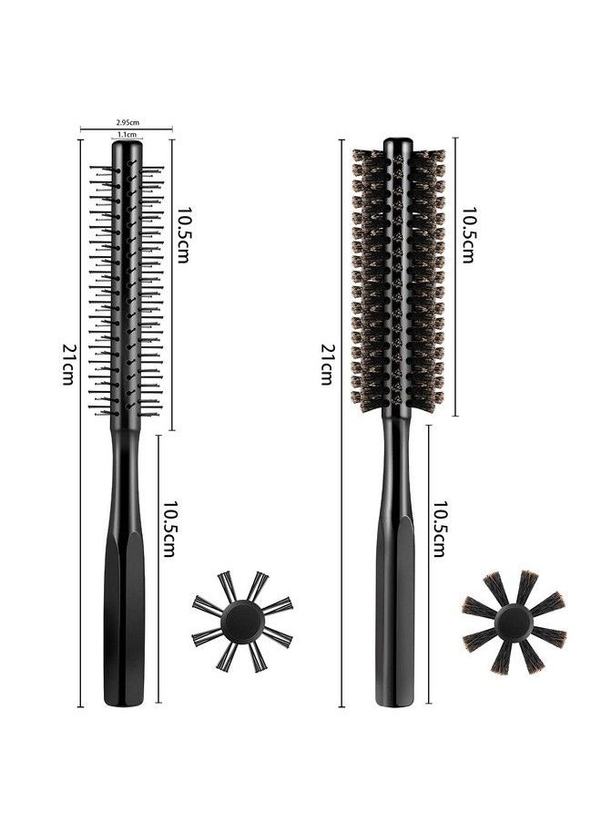 Geiserailie 2 Pieces Thick Round Hair Comb Bristle Round Hair Brush Blow Drying Hairbrush Small Brush Short Hair Massage Comb Head Massage Round Brush Roll Hairbrush For Wet Or Dry Hair (Black)  - Image 3