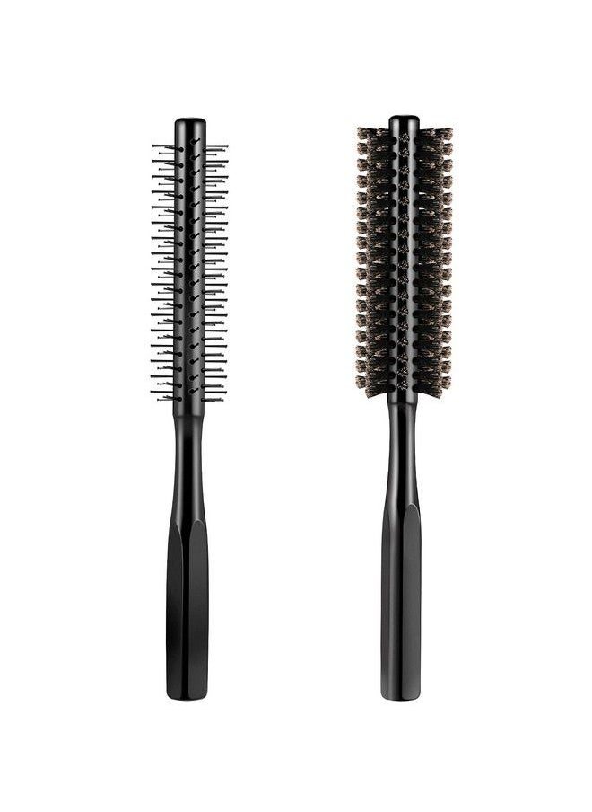 Geiserailie 2 Pieces Thick Round Hair Comb Bristle Round Hair Brush Blow Drying Hairbrush Small Brush Short Hair Massage Comb Head Massage Round Brush Roll Hairbrush For Wet Or Dry Hair (Black)  - Image 2