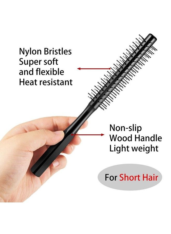 Geiserailie 2 Pieces Thick Round Hair Comb Bristle Round Hair Brush Blow Drying Hairbrush Small Brush Short Hair Massage Comb Head Massage Round Brush Roll Hairbrush For Wet Or Dry Hair (Black)  - Image 4