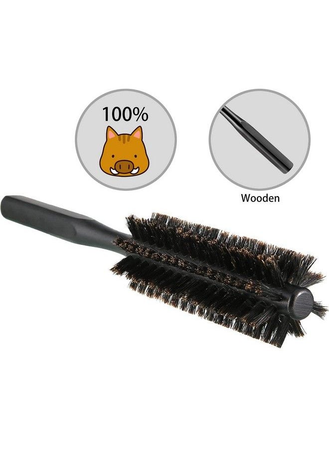 Geiserailie 2 Pieces Thick Round Hair Comb Bristle Round Hair Brush Blow Drying Hairbrush Small Brush Short Hair Massage Comb Head Massage Round Brush Roll Hairbrush For Wet Or Dry Hair (Black)  - Image 5