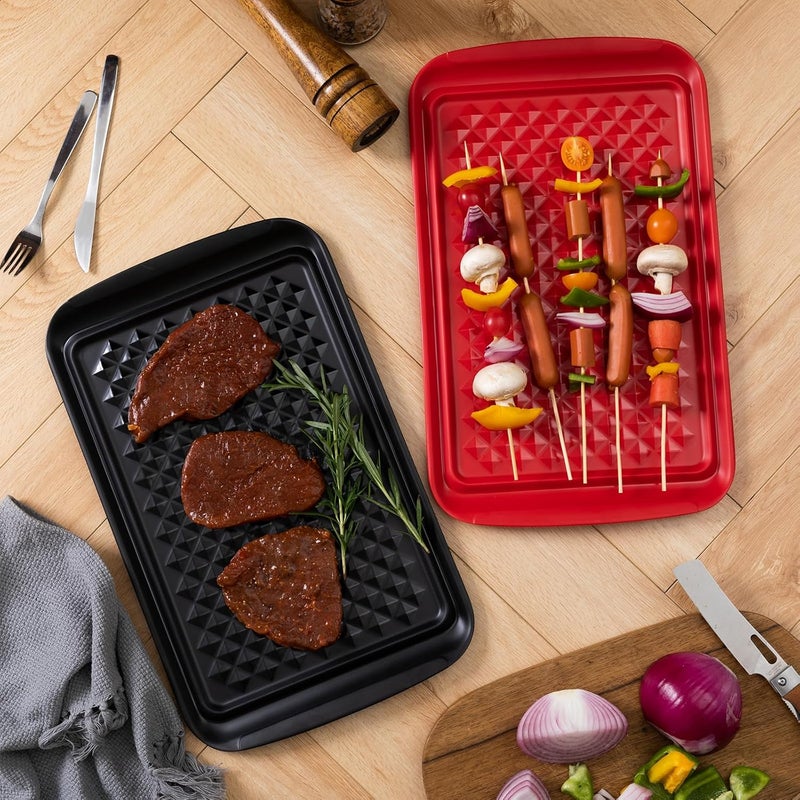 LEHAHA Grilling Prep and Serve Trays BBQ Serving Platter Melamine Serving Trays for Food Set of 2 Great Gift for Fathers Day BBQ Lovers Prefect for Chrismas Festival and Everyday use - Image 3