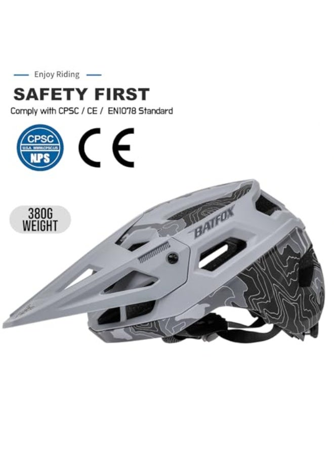 BATFOX Bike Helmet Mountain Bike Helmets for Men Women Adults MTB Bicycle Cycling BMX Bike Helmet(Gray,L(55-59CM)) - Image 2