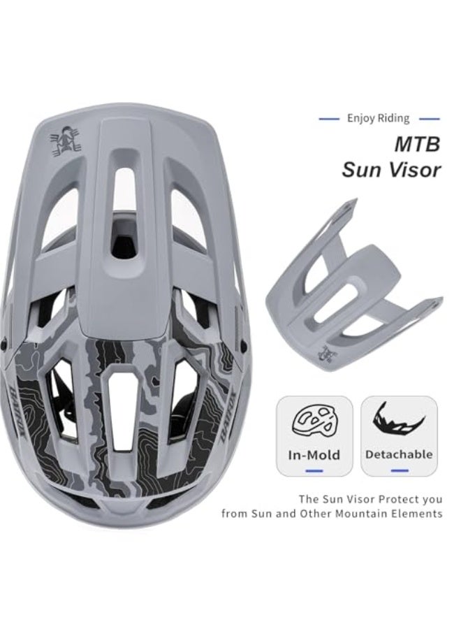 BATFOX Bike Helmet Mountain Bike Helmets for Men Women Adults MTB Bicycle Cycling BMX Bike Helmet(Gray,L(55-59CM)) - Image 5
