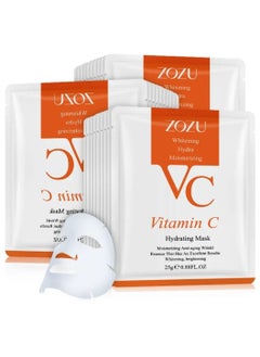 Zozu 10 Pcs Vitamin C Hydrating Facial Mask Set Moisturizing Whitening Anti Aging Anti Wrinkle Brightening Face Mask sheet with VC for Women and Men Hydrate Smooth Skincare Facial Sheet for All Skin Types  - Image 2