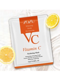 Zozu 10 Pcs Vitamin C Hydrating Facial Mask Set Moisturizing Whitening Anti Aging Anti Wrinkle Brightening Face Mask sheet with VC for Women and Men Hydrate Smooth Skincare Facial Sheet for All Skin Types  - Image 3