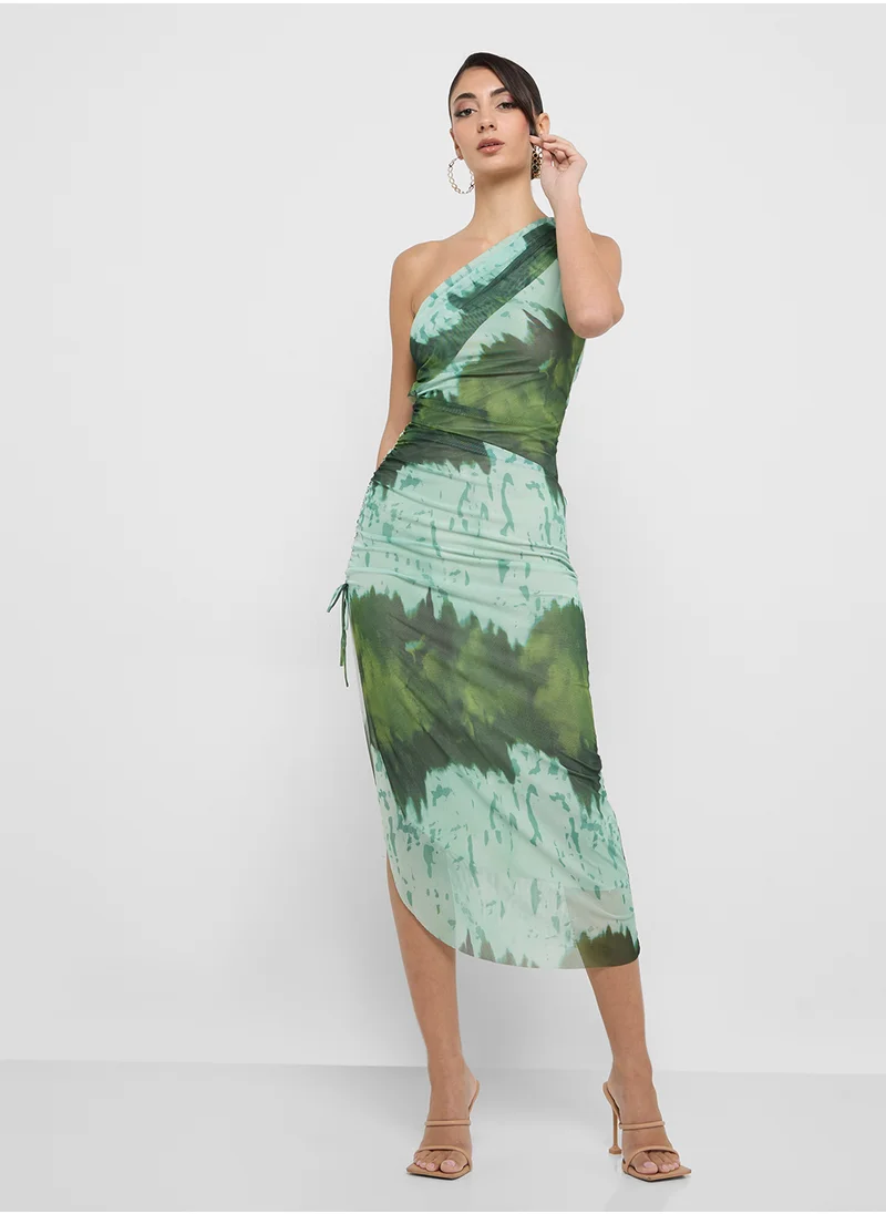 Ginger Tie Dye Print Ruched Bodycon Dress