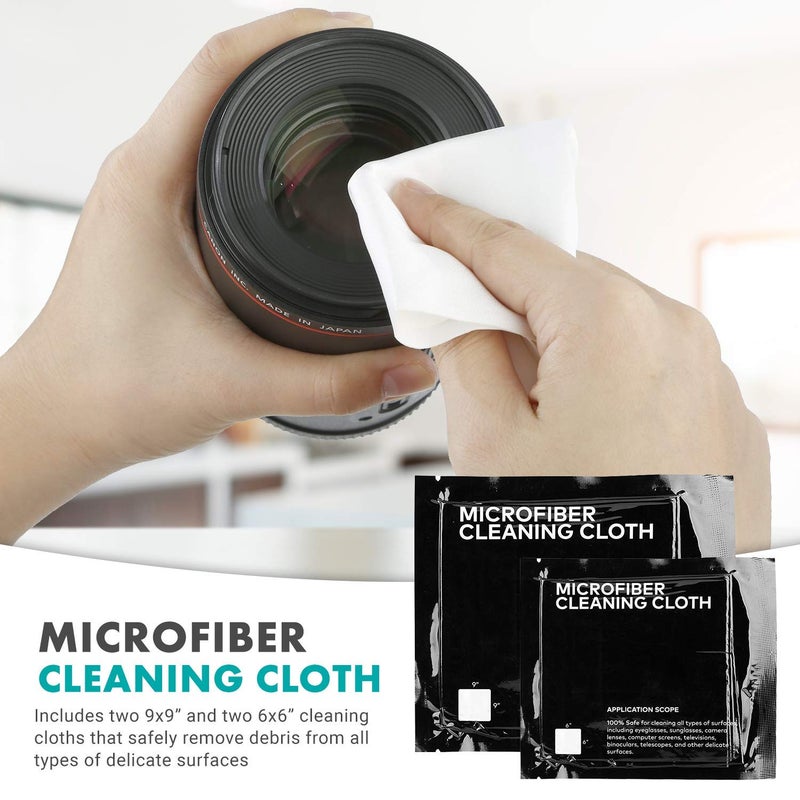 Movo Deluxe Essentials DSLR Camera Cleaning Kit with 10 APS-C Cleaning Swabs, Sensor Cleaning Fluid, Rocket Air Blower, Lens Pen, Soft Brush, 2X Small and 2X Large Microfiber Cloths and Carrying Case - Image 5