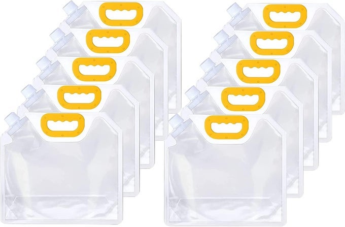 15L PACK OF 10 CLEAR GRAIN MOISTUREPROOF SEALED BAG WITH HANDLE REUSABLE TRANSPARENT STANDUP POUCH FOR RICE LONGTERM FOOD STORAGE BAG VACUUM SEALER BAGS