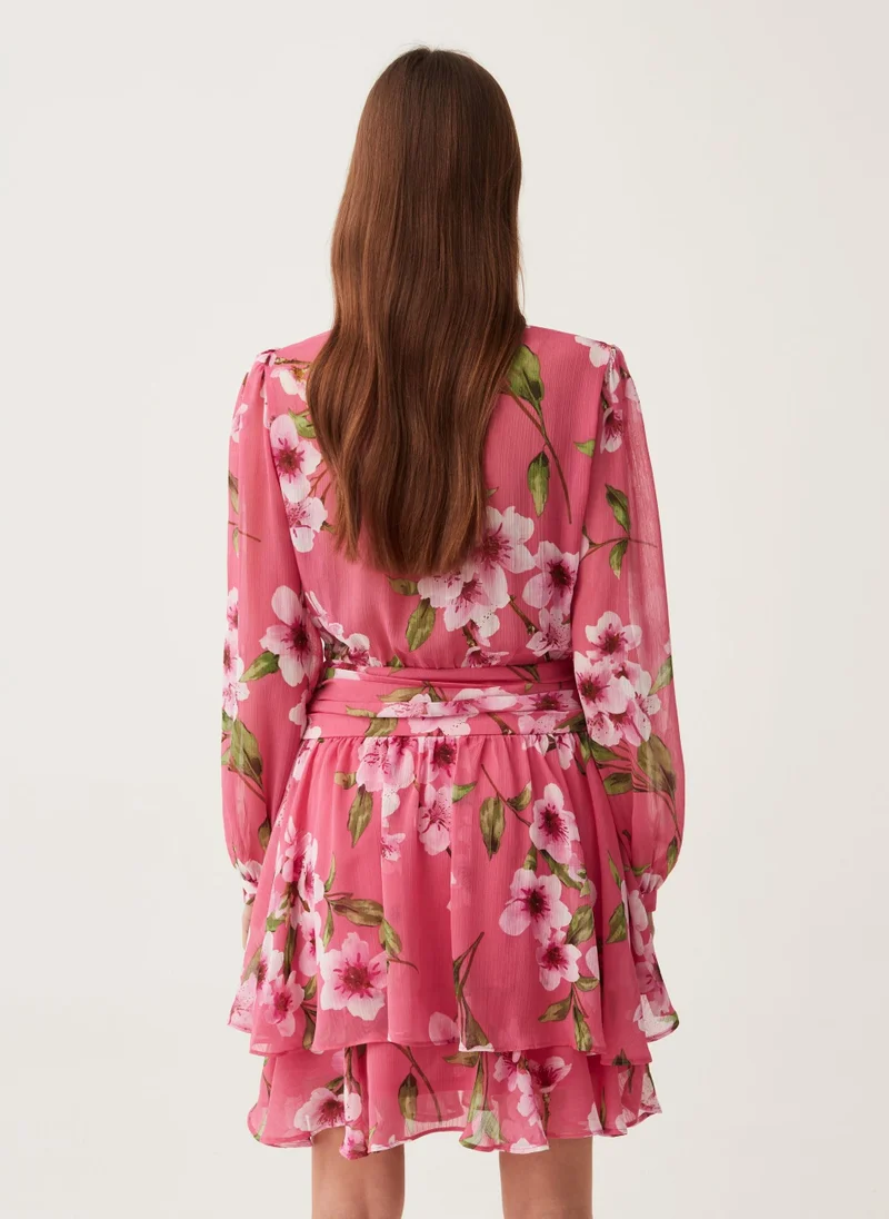 Ovs Ovs Short Tiered Dress With Floral Print