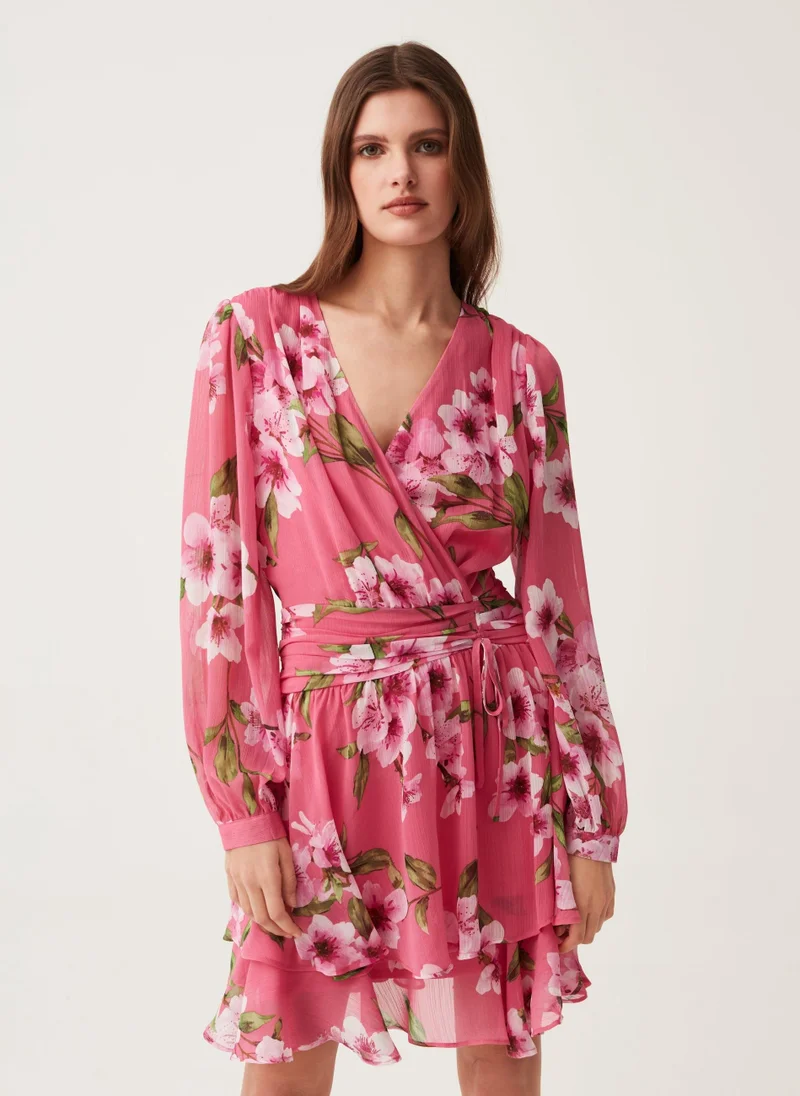Ovs Ovs Short Tiered Dress With Floral Print