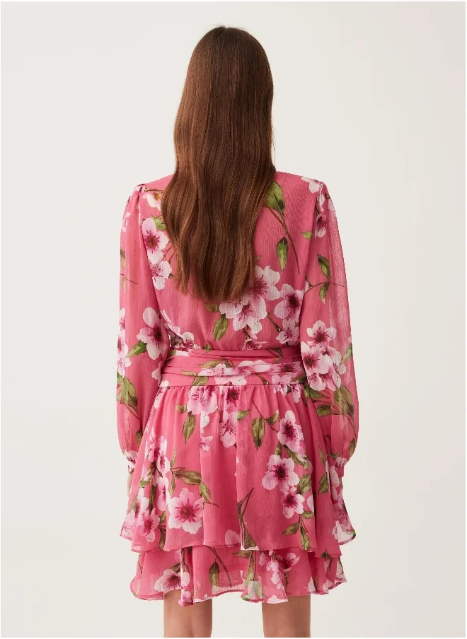 Ovs Ovs Short Tiered Dress With Floral Print