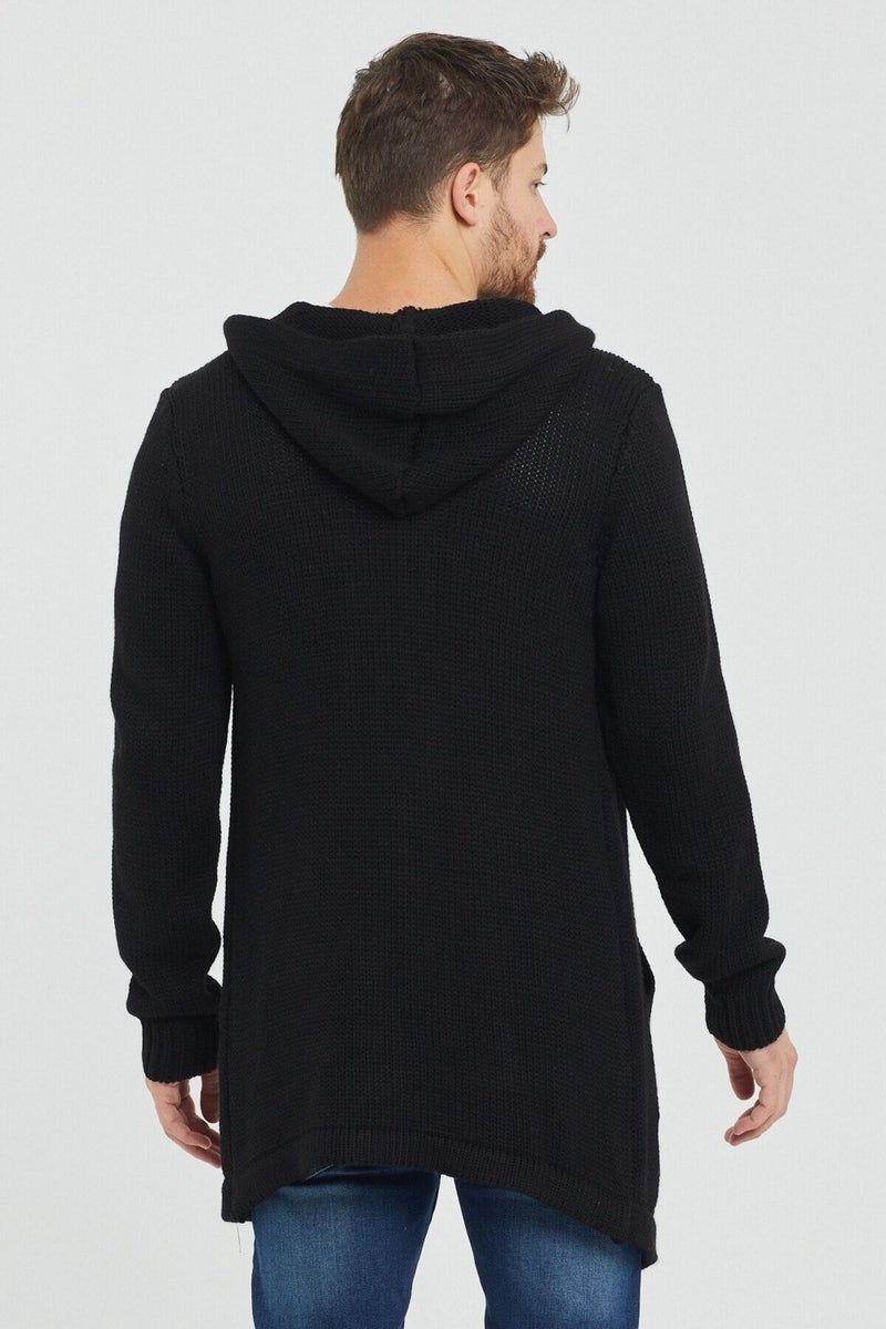 Tarz Cool Style Cool Men's Black Patterned Knitwear Cardigan - HRK8085R03S  - Image 5