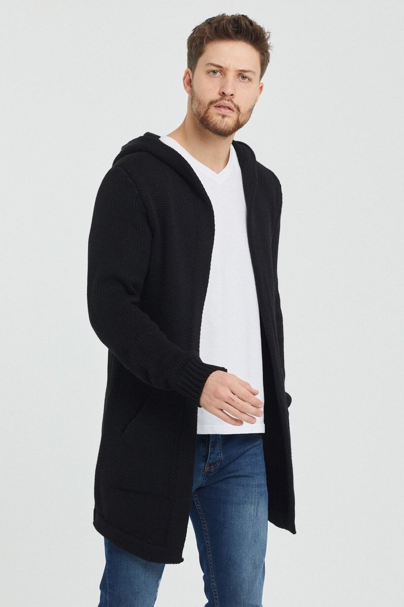 Tarz Cool Style Cool Men's Black Patterned Knitwear Cardigan - HRK8085R03S  - Image 3