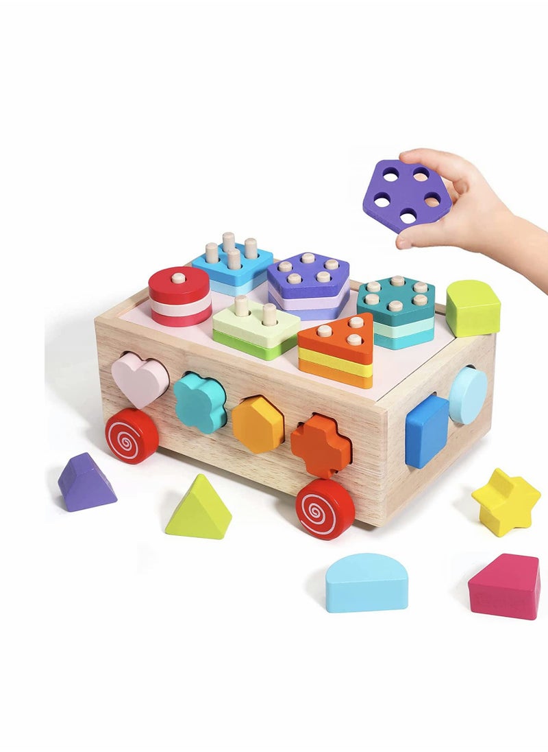 Montessori Activity Cube for Toddlers Ages 1 to 3, Wooden Educational Toys for Boys and Girls, Perfect Learning Gifts for Babies  - Image 1