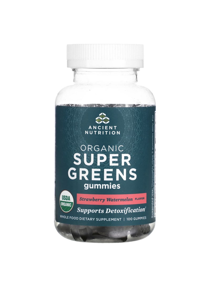 Ancient Nutrition Organic Super Greens Gummies, Strawberry Watermelon, 100 Gummies