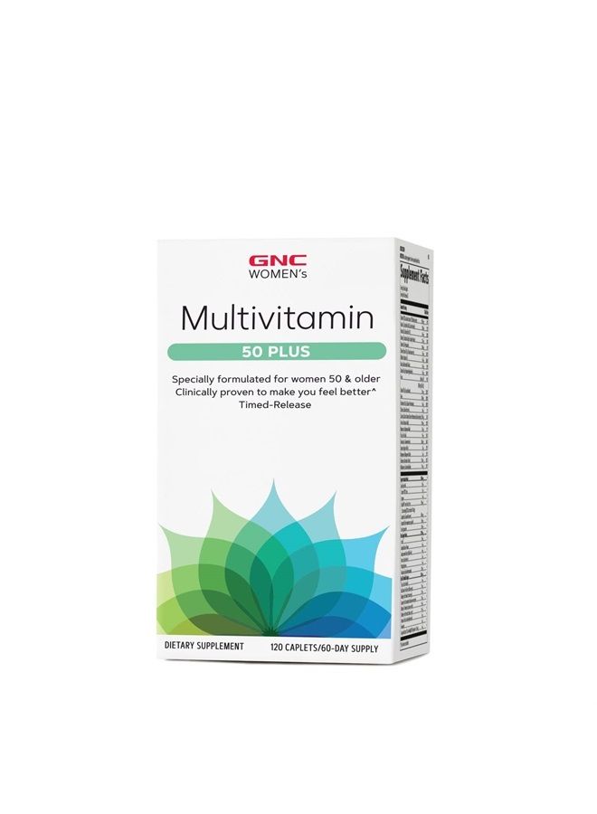 GNC Women's Multivitamin 50 Plus |Supports Bone, Eye, Memory, Brain and Skin Health with Vitamin D, Calcium and B12 | Helps Increase Energy Production | 120 Caplets - Image 1