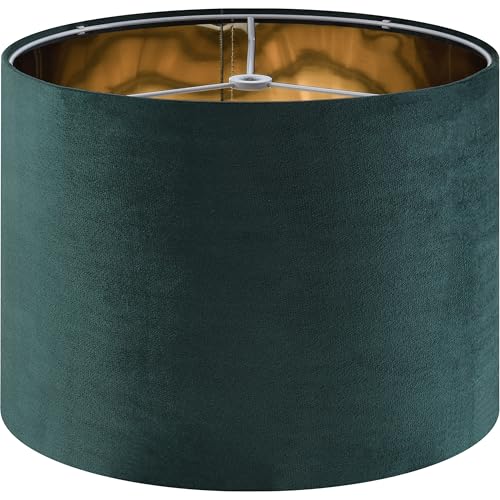 GO&SO Green Velvet Lampshades Set of 1 Large Drum Lamp Shade 16 Top x 16 Bottom x 10 High Spider Modern Lamp Shade Ideal for Table Floor Lamps Lampshades Replacement By GOSO - Image 1