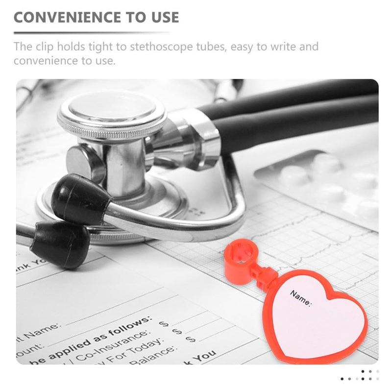 شارة هوية سماعة الطبيب الحمراء مع مشبك 6 قطع مجموعة بطاقات تعريف طبية قابلة لإعادة الاستخدام للممرضين والأطباء - Image 4