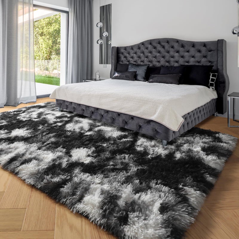 PAGISOFE Black White Grey Bedroom Rugs 4x6 Ft, Soft Fluffy Fuzzy Plush Indoor Floor Area Rug for Living Room Kids Room Playroom Dorm Home Office Nursery Men Boys Rooms Decor Carpet Aesthetic - Image 4