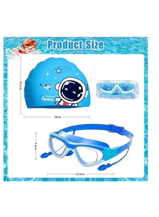 ATRJSZ Swimming Goggles with Earplug, Swim Cap for Kids, Silicone Cartoon Swim Cap, No Leaking Soft Silicone Protection Lenses Waterproof Goggles for Children - Image 4