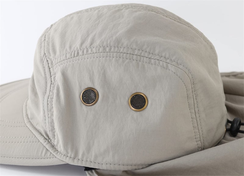 Connectyle Men's Visor Sun Hat with Neck Flap Baseball Cap for Fishing Safari Hiking Hats Light Grey - Image 4