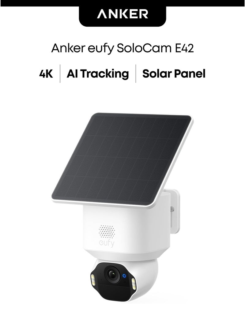 eufy Security SoloCam E42 (HomeBase S380), 4K Security Camera Wireless Outdoor, Solar Powered, AI Motion Tracking, Strobe Light, Pan & Tilt, Facial Recognition, Local Storage Up to 16 TB (Solo Cam) - Image 1