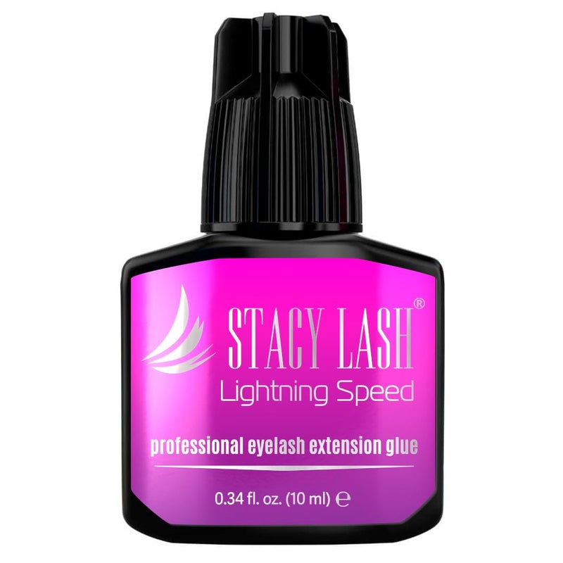 STACY LASH Lightning Speed Eyelash Extension Glue 10ml/0.34 fl.oz / 0.3 Sec Dry/Retention â€“ 6-8 Weeks/Extra Strong Black Adhesive/Professional Supplies - Image 1