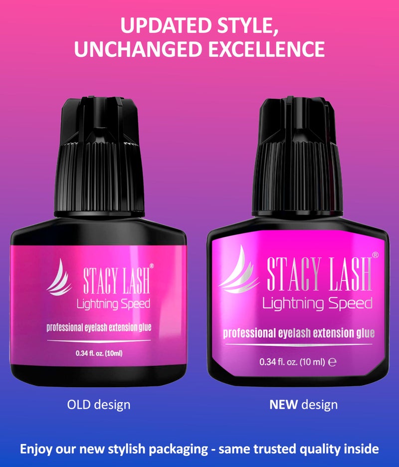 STACY LASH Lightning Speed Eyelash Extension Glue 10ml/0.34 fl.oz / 0.3 Sec Dry/Retention â€“ 6-8 Weeks/Extra Strong Black Adhesive/Professional Supplies - Image 3