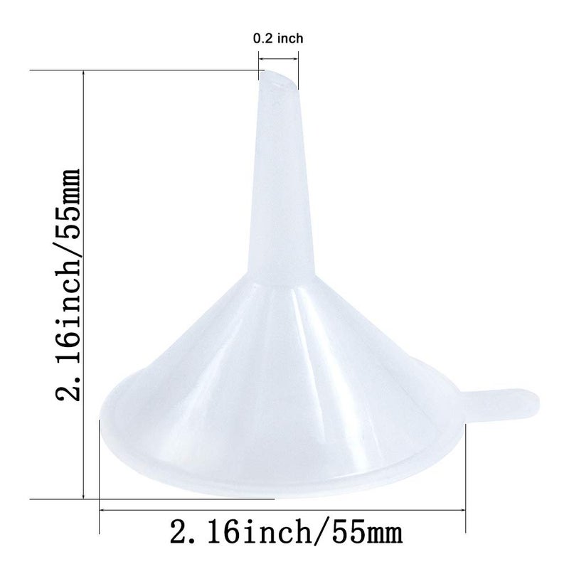 Auerllcy Small Funnel, 2.16inch Clear Plastic Mini Funnels for Science Lab Bottle Filling Liquid, Essential Oils, Perfume(48 Pack) - Image 2