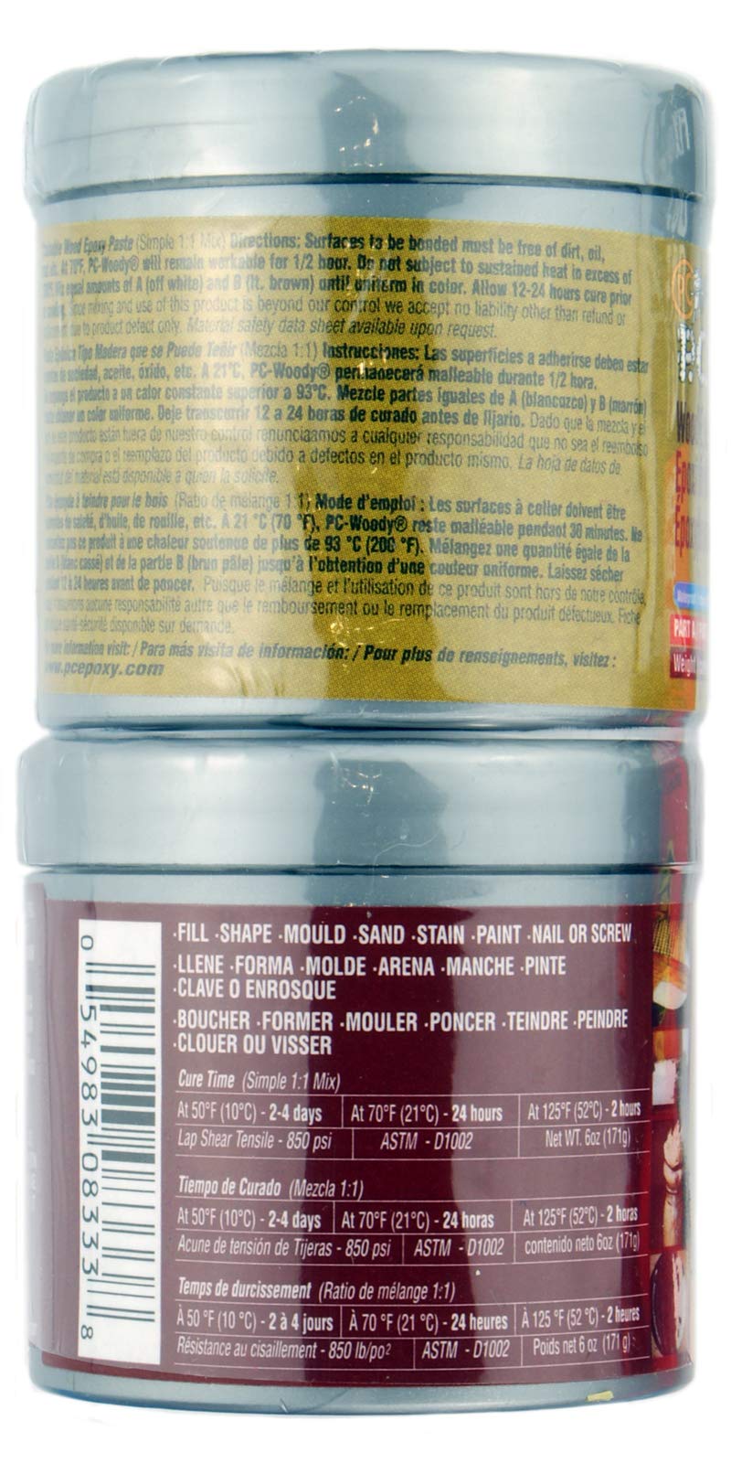PC Products PC-Woody Wood Repair Epoxy Paste, Two-Part 6 oz in Two Cans, Tan 083338 - Image 2