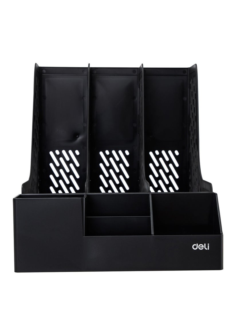 Deli Deli Magazine Holder Black 3-Compartment  - Image 1