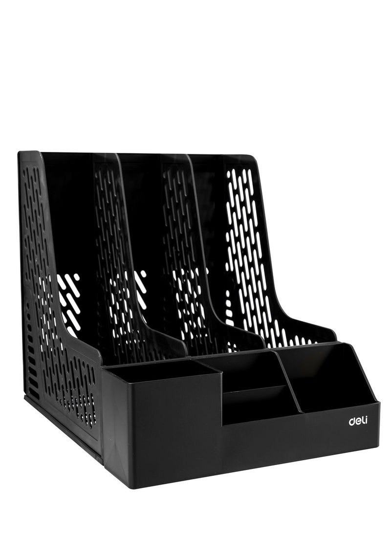 Deli Deli Magazine Holder Black 3-Compartment  - Image 2