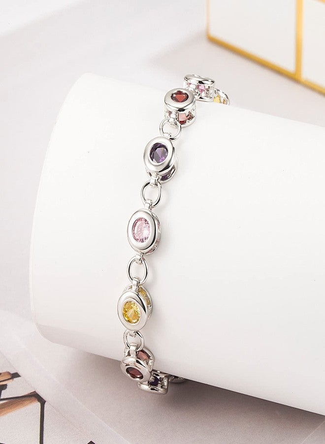 Dankadi Classic Tennis Bracelet 925 Sterling Silve For Women Elegant Cubic Zirconia Crystals Bangle 8 Inch Adjustable Charm Jewelry Gift - Image 5