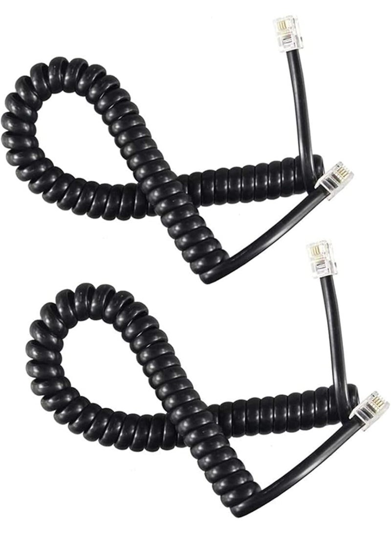 BEST ONE 2pack Telephone Handset Cable Cord, Coiled Phone Cable 3M/10ft Length Uncoiled Landline Phone Handset Cable Cord Compatible with IP & Desk Phones (Black) - Image 2
