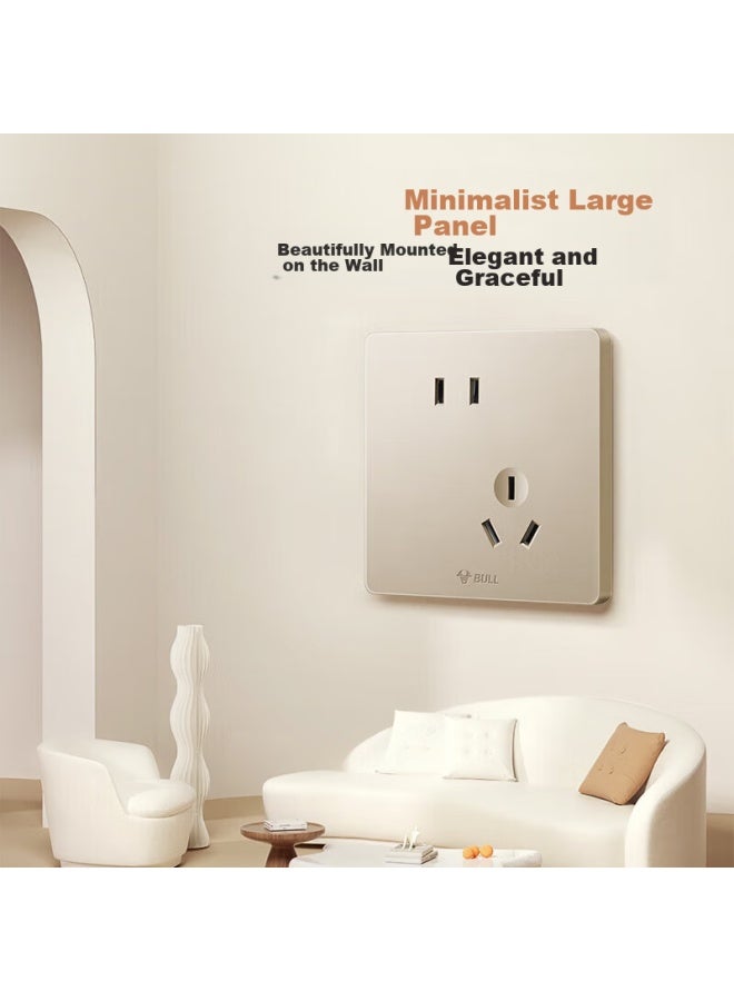 Bull Switch Socket G12 Series, 10a Slanted Five-hole Socket, Cream Style 86 Type, G12z223as, Starry Sky Gold - Image 2