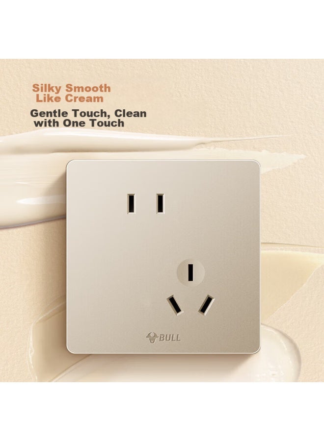 Bull Switch Socket G12 Series, 10a Slanted Five-hole Socket, Cream Style 86 Type, G12z223as, Starry Sky Gold - Image 4