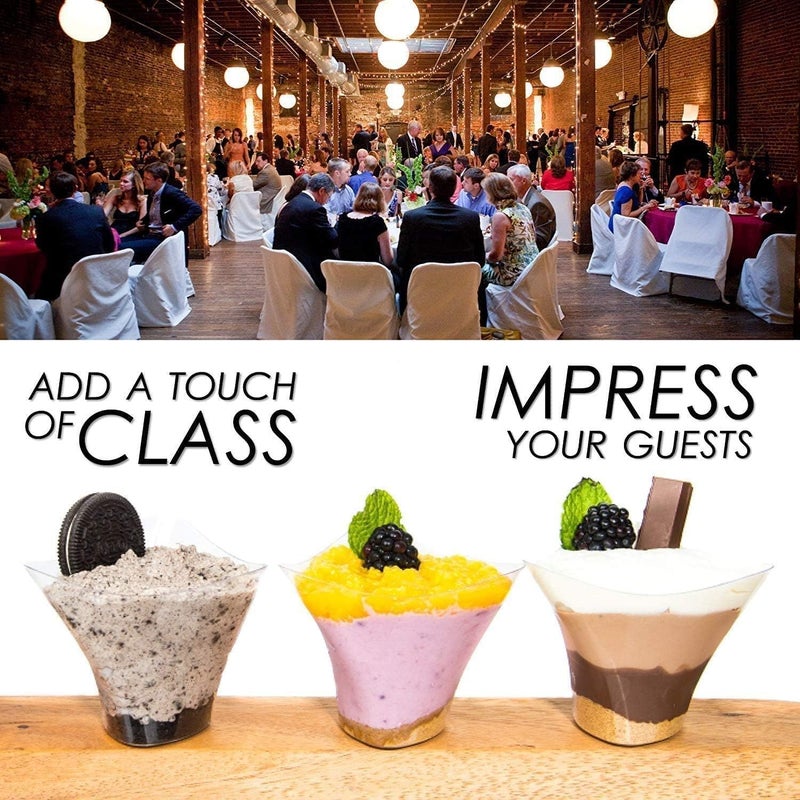 DLux 50 x 5 oz Mini Dessert Cups with Spoons Large Swirl  Clear Parfait Appetizer Cup  Small Reusable Serving Bowl for Tasting Party Desserts Appetizers  With Recipe Ebook - Image 4