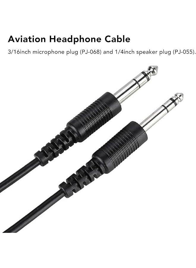 إيروريكس كابل بديل لسماعات الرأس للطيران مع كابل بطول 6.6 قدم و2 متر لسماعات الرأس David Clark Avcomm Pilot Dual Ga Plug لسماعات الرأس Pilot 3 16 بوصة ومقبس ميكروفون 1 4 بوصة - Image 3