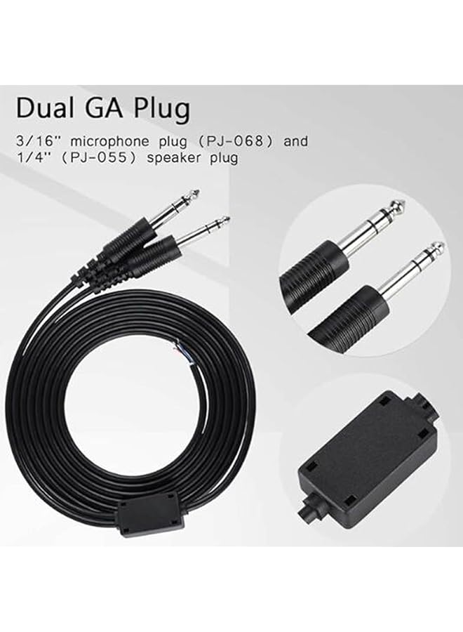 إيروريكس كابل بديل لسماعات الرأس للطيران مع كابل بطول 6.6 قدم و2 متر لسماعات الرأس David Clark Avcomm Pilot Dual Ga Plug لسماعات الرأس Pilot 3 16 بوصة ومقبس ميكروفون 1 4 بوصة - Image 2