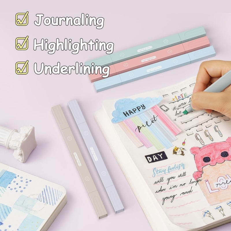CLOSAL ® Aesthetic Cute Highlighter Pen, Pastel Marker Set, Highlighters Markers Pen, Aesthetic Cute Pastel Highlighters set, Pastel Highlighter Pen Set (Duel Highlighter 12 Pcs) - Image 4