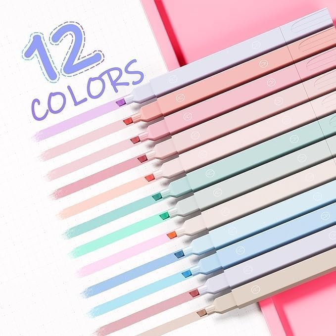 CLOSAL ® Aesthetic Cute Highlighter Pen, Pastel Marker Set, Highlighters Markers Pen, Aesthetic Cute Pastel Highlighters set, Pastel Highlighter Pen Set (Duel Highlighter 12 Pcs) - Image 3