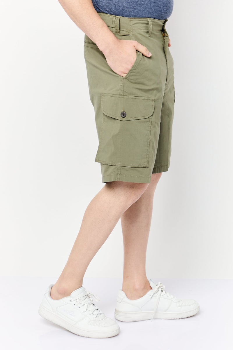 DOCKERS Men Relaxed Fit Plain Cargo Shorts, Light Olive  - Image 2
