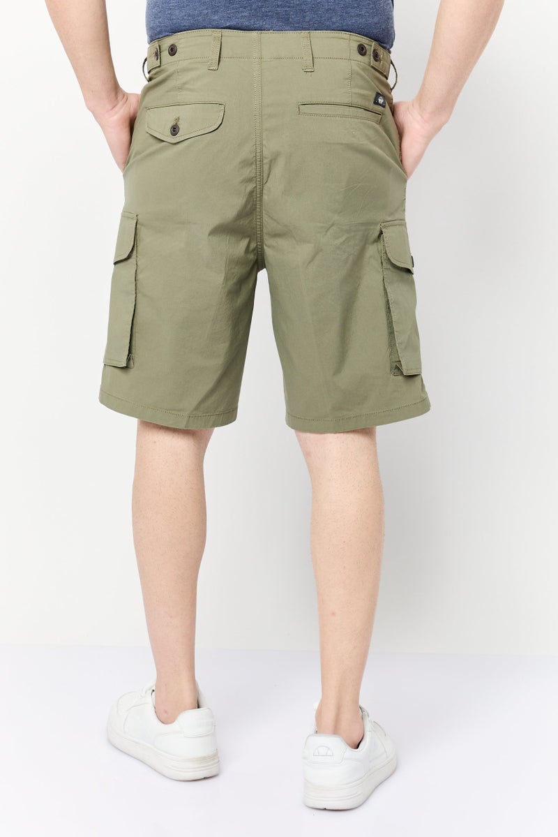 DOCKERS Men Relaxed Fit Plain Cargo Shorts, Light Olive  - Image 3