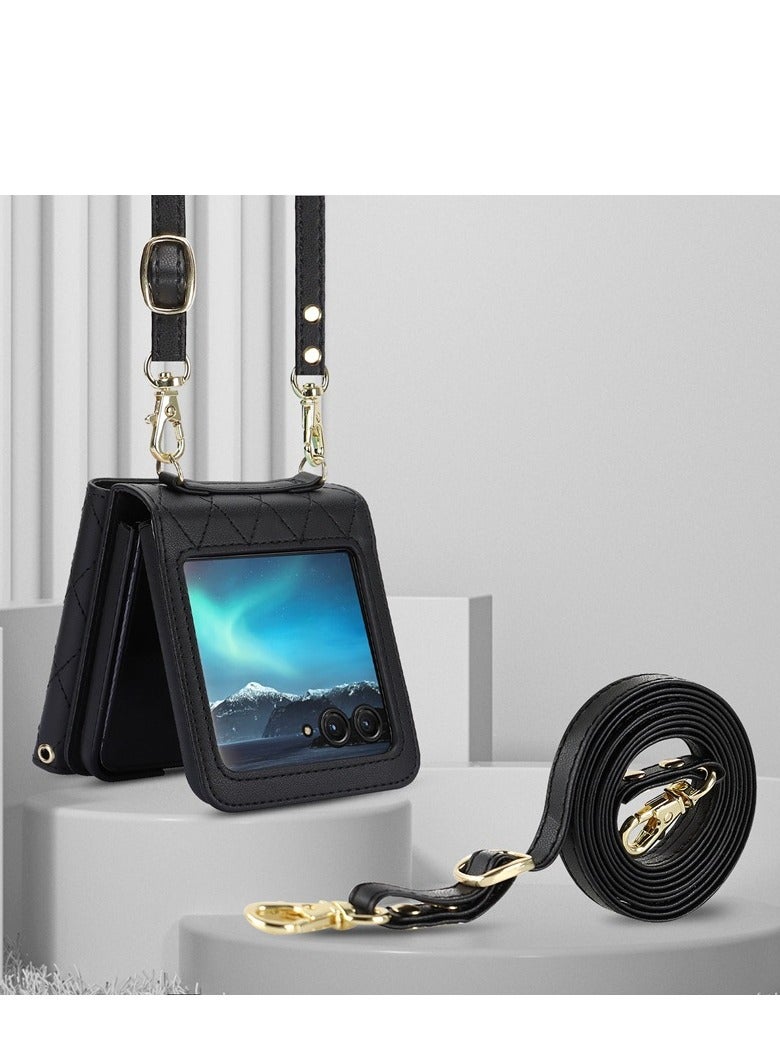 General Walletstyle case for Samsung Galaxy Z Flip 5 card slots leather crossbody wallet with RFID blocking and adjustable shoulder strap  - Image 4
