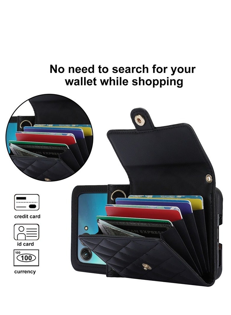 General Walletstyle case for Samsung Galaxy Z Flip 5 card slots leather crossbody wallet with RFID blocking and adjustable shoulder strap  - Image 3