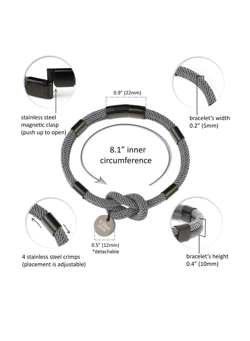 Paracord Braided Rope Bracelet For Men Women, Lightweight Nautical Unisex Cuff Bracelet, Sturdy Surfer Bracelets, With Stainless Steel Magnetic Clasp, Bracelet for Men and Women - Image 2